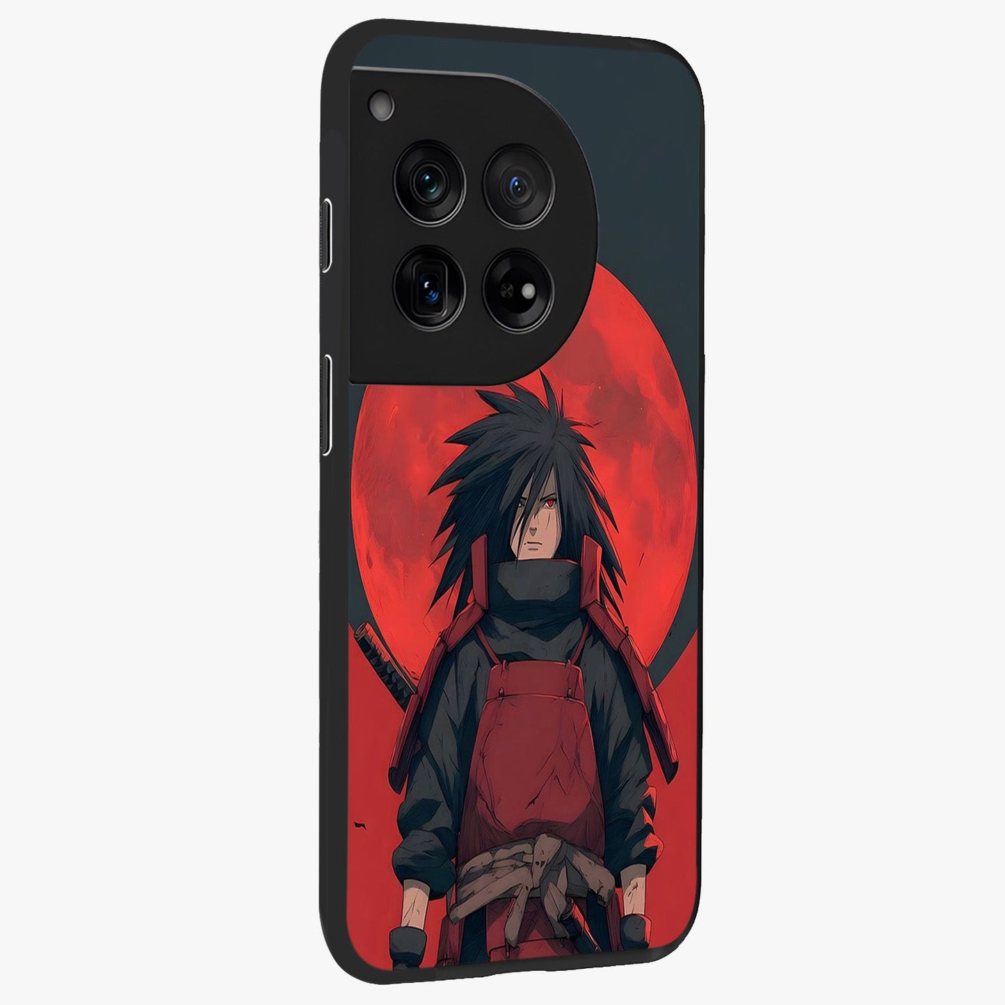 Crimson Moon Warlord Glass Case for 1+12 side perspective highlighting powerful illustration details and sleek build