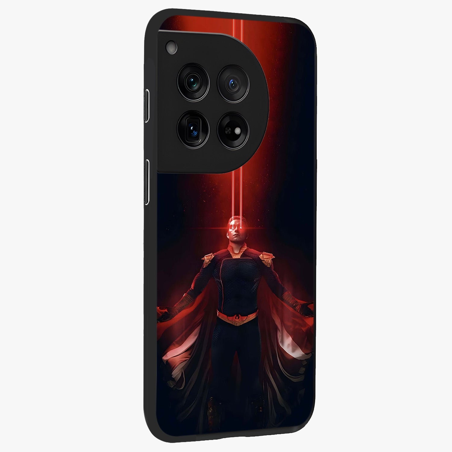 Crimson Vision Ascension Glass Case for 1+12 side perspective highlighting intense color depth and sleek build