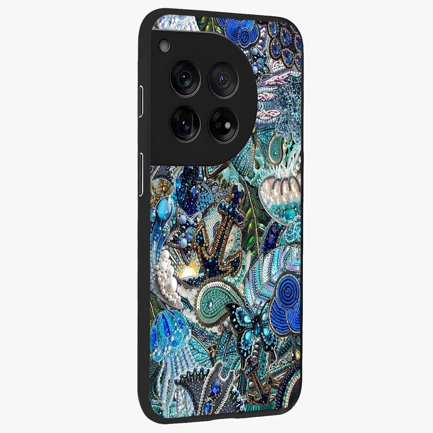 Crystal Ocean Magic Glass Case for 1+12 side perspective highlighting wave textures and smooth premium build