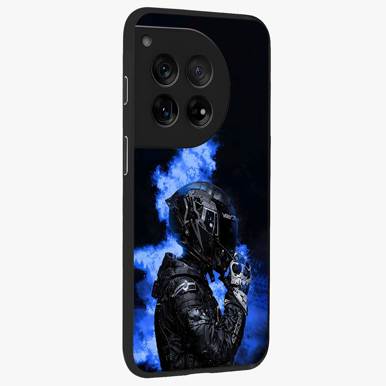 Cyber Sentinel Protocol Glass Case for 1+12 side perspective highlighting sharp digital textures and premium build