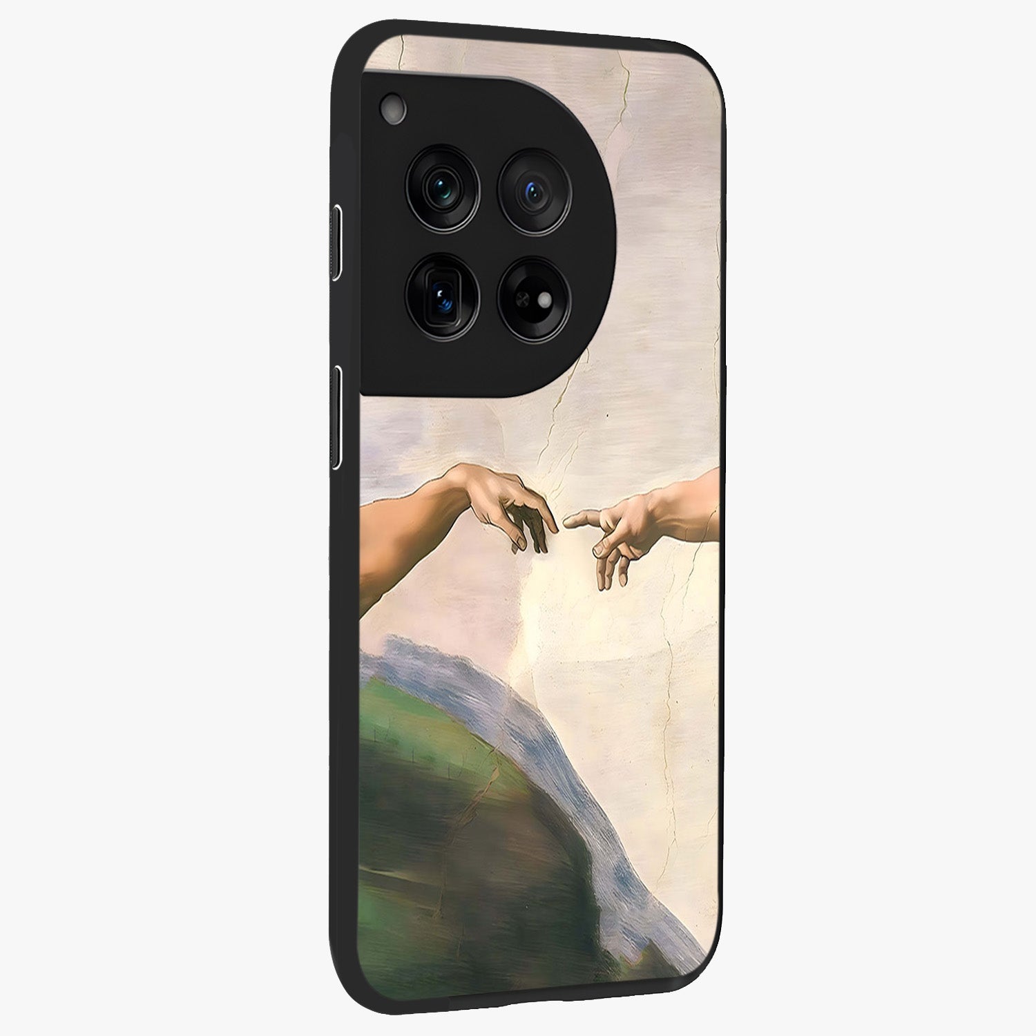 Divine Touch Art Glass Case for 1+12 side perspective highlighting detailed artwork and premium edge finish