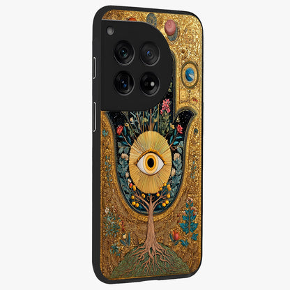 Ethereal Evil Eye Glass Case for 1+12 side perspective highlighting delicate protective detailing and smooth edges