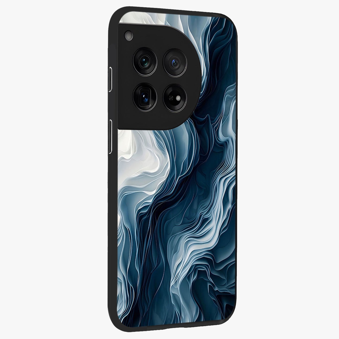Ethereal Paper Marble Glass Case for 1+12 side perspective highlighting elegant marble detailing and premium build