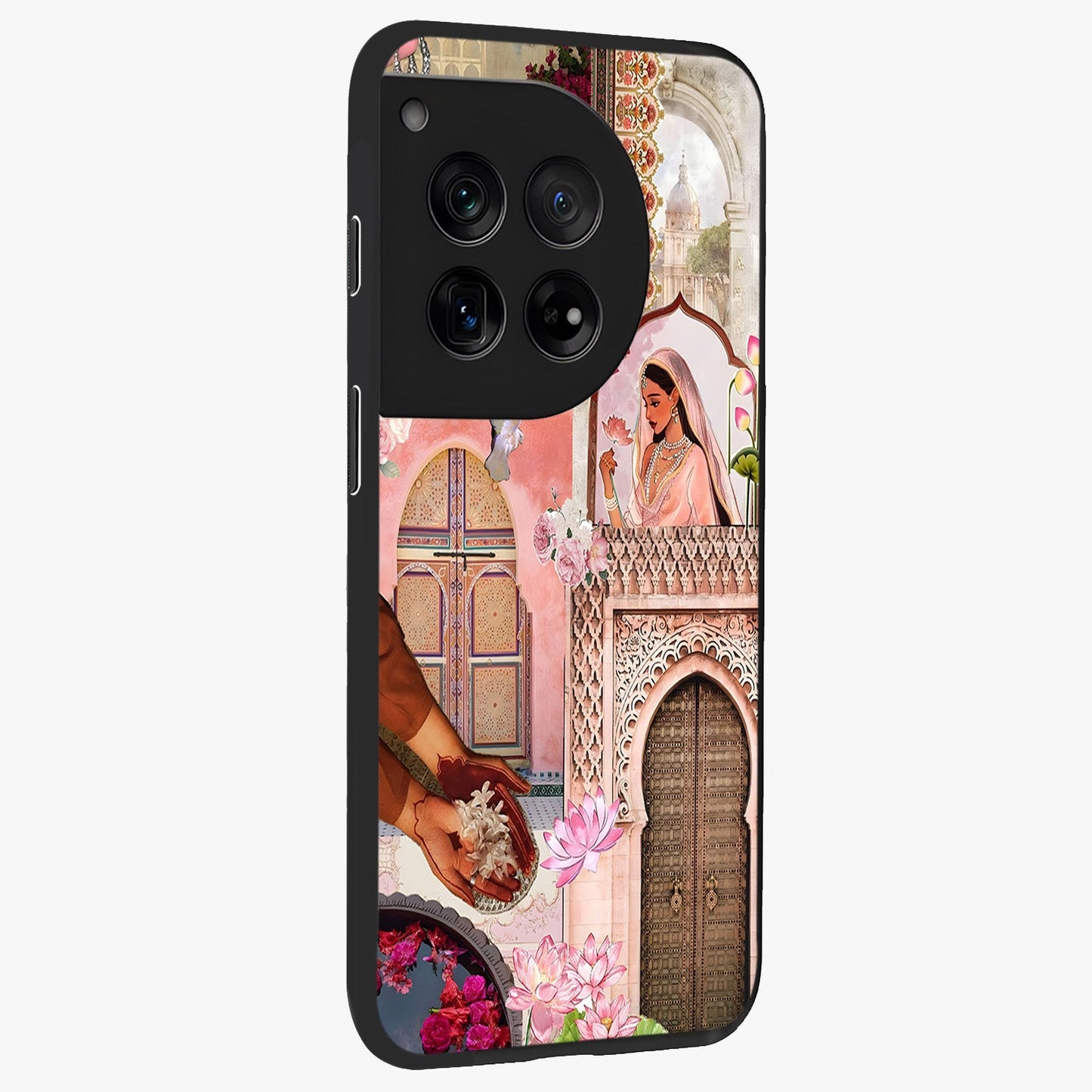 Floral Courtyard Muse Glass Case for 1+12 side perspective highlighting refined floral textures and smooth build