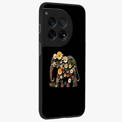 Floral Elephant Glass Case for 1+12 side perspective highlighting intricate artwork and smooth premium build