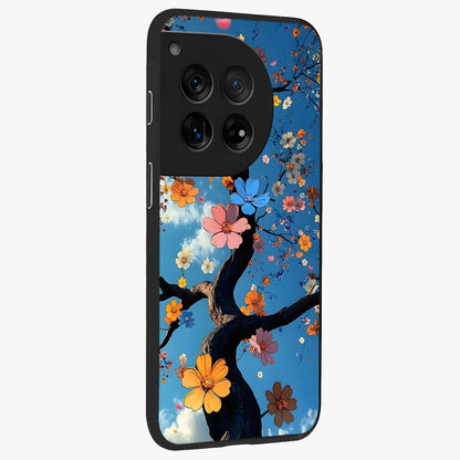 Floral Tree Glass Case for 1+12 side perspective highlighting vibrant floral patterns and sleek edges