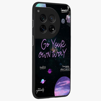 Galactic Vibes Universe Glass Case for 1+12 side perspective highlighting bold cosmic textures and sleek build
