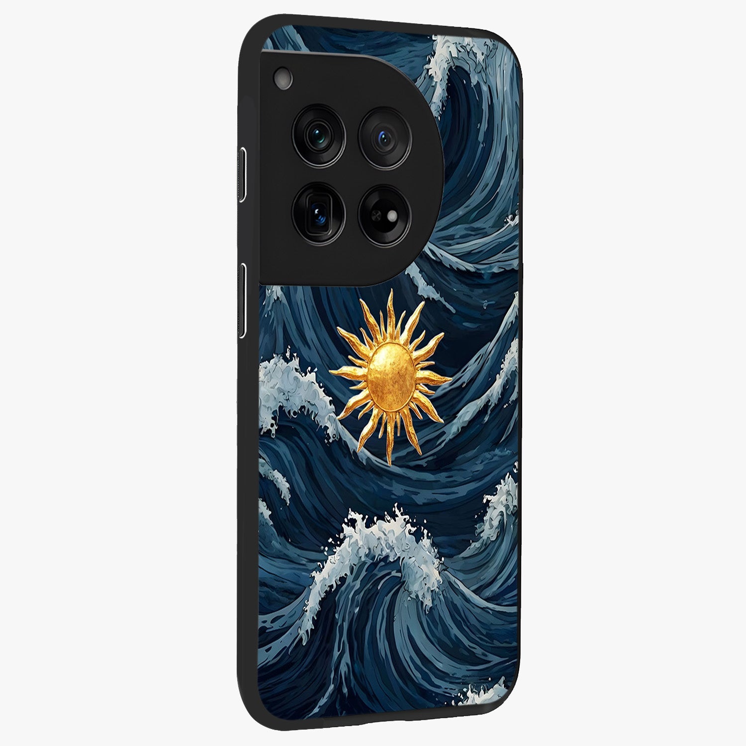 Gold Sun Blush Glass Case for 1+12 side perspective highlighting radiant textures and smooth premium build