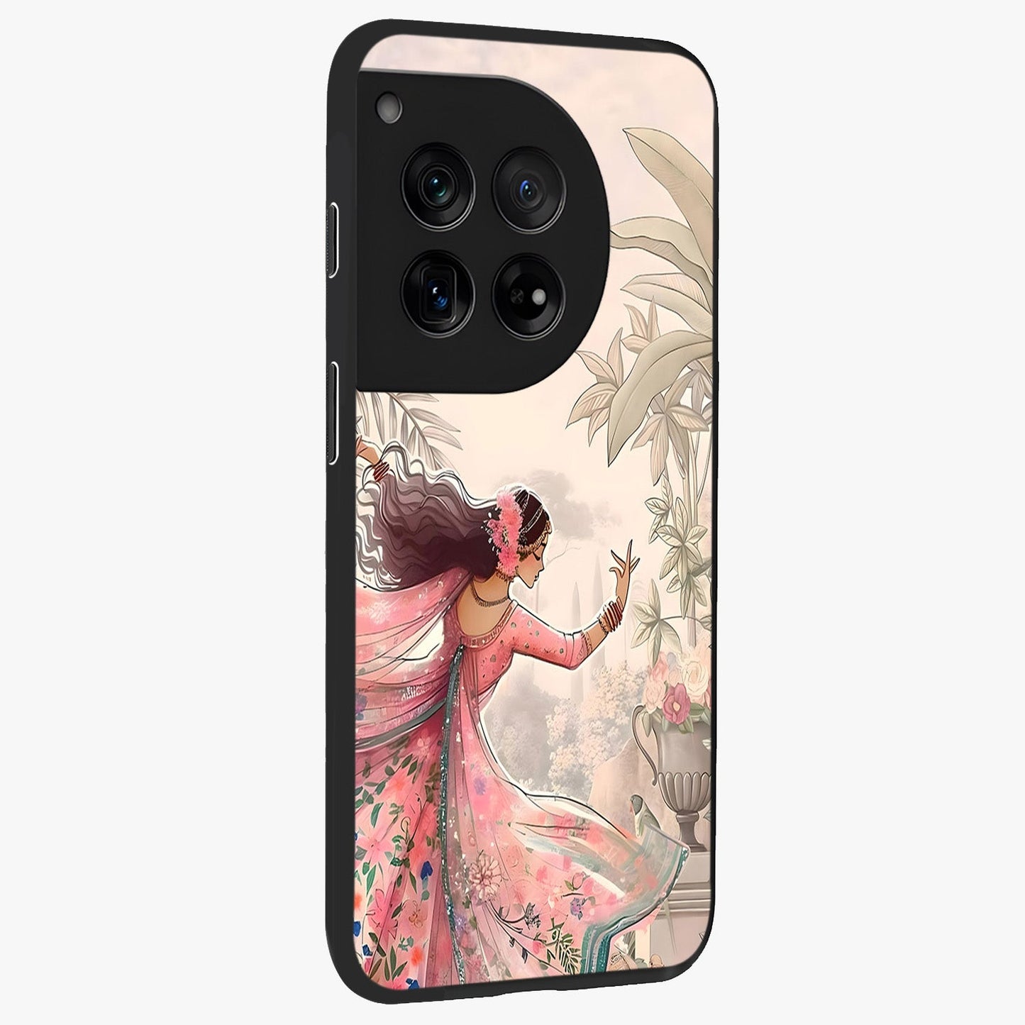 Graceful Garden Rhythm Glass Case for 1+12 side perspective highlighting refined floral textures and premium edges