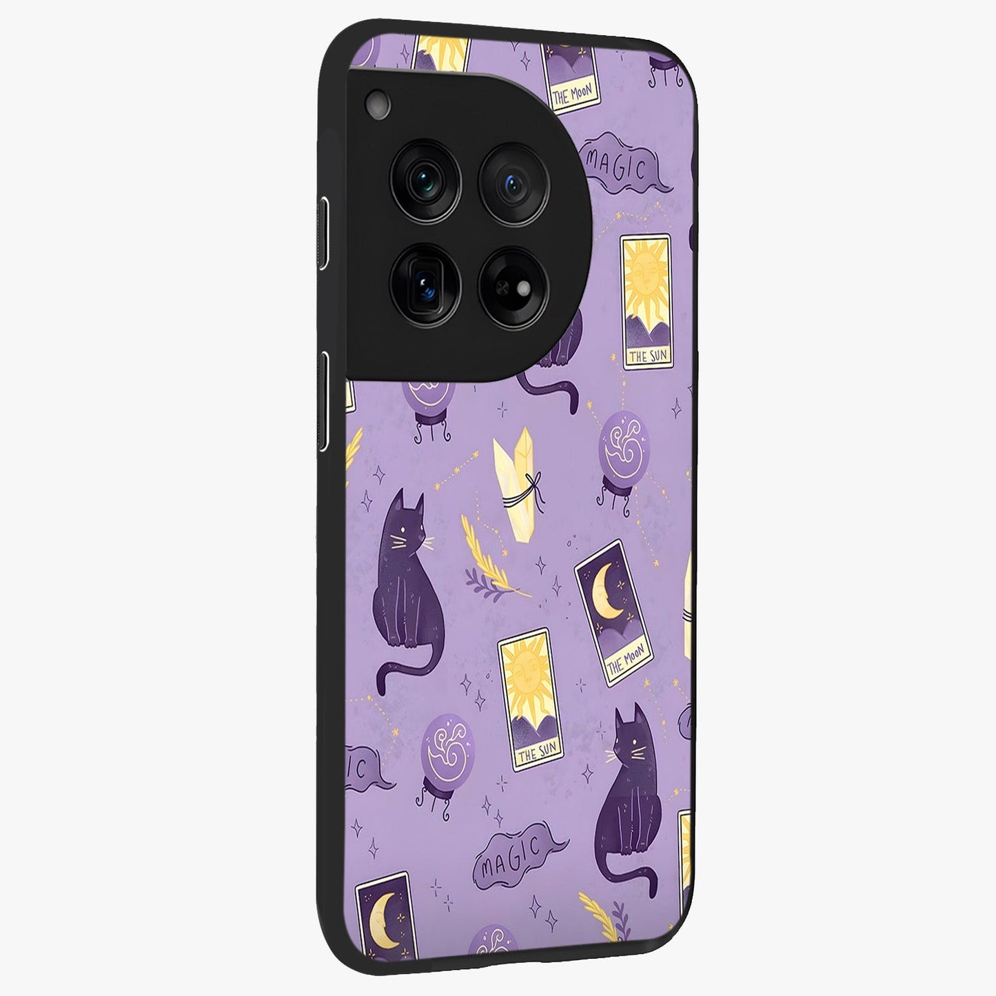 Humble Magic Cats Glass Case for 1+12 displayed upright for cute mystical visibility and premium finish.