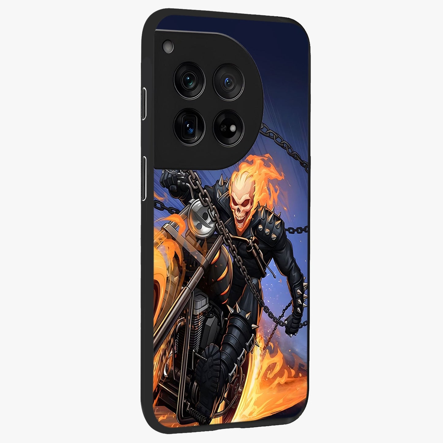 Inferno Chain Rider Glass Case for 1+12 displayed upright for bold action visibility and premium finish.