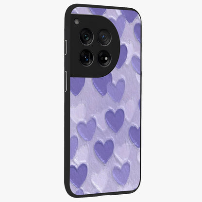 Lavender Paper Hearts Glass Case for 1+12 side perspective highlighting delicate heart textures and sleek build