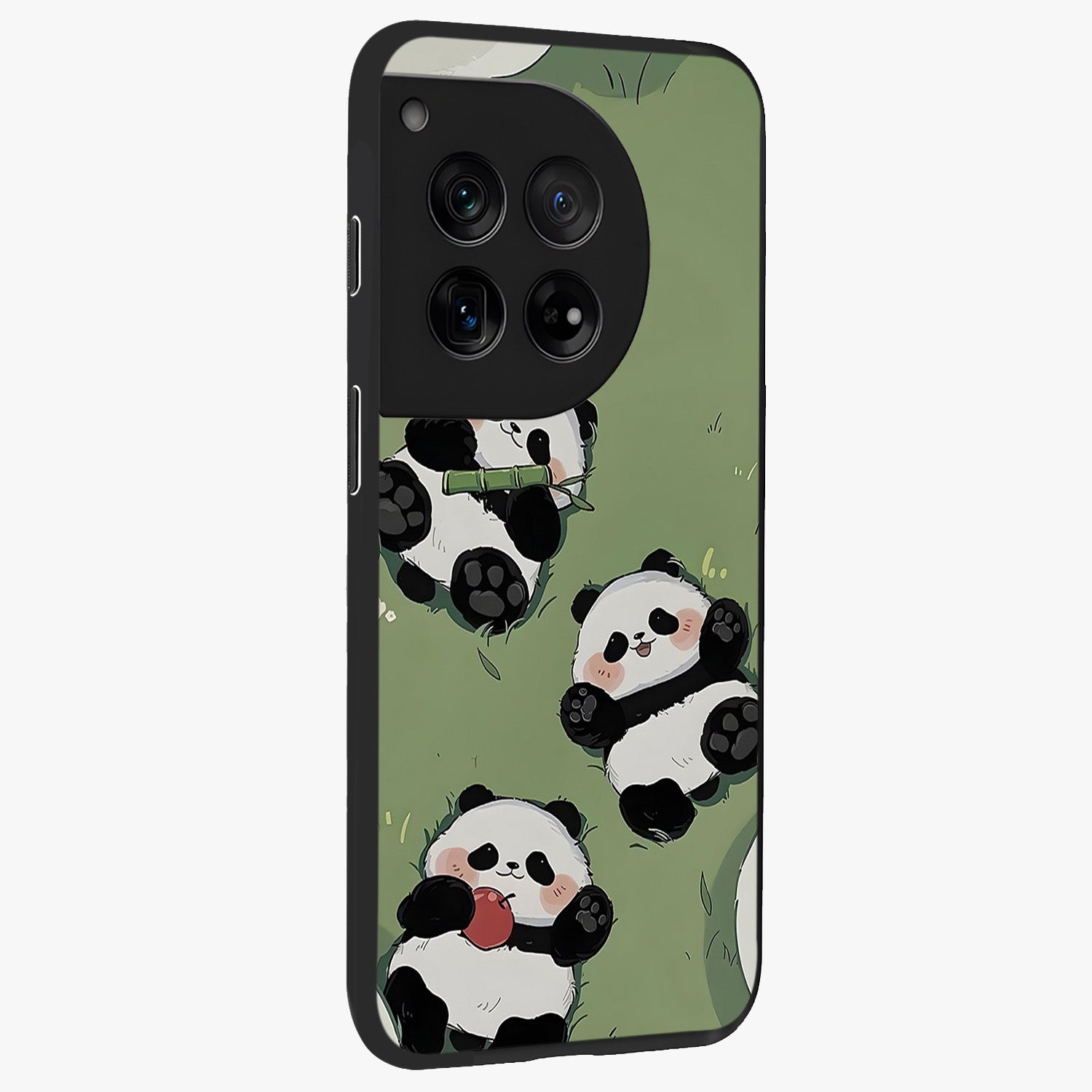 Lazy Panda Picnic Glass Case for 1+12 side perspective highlighting cute illustration textures and smooth premium build