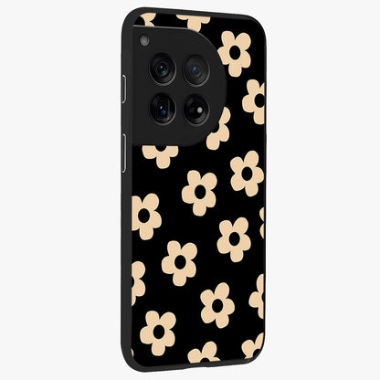 Little Daisy Flower Retro Pattern Glass Case for 1+12 side perspective highlighting playful floral textures and smooth premium edges