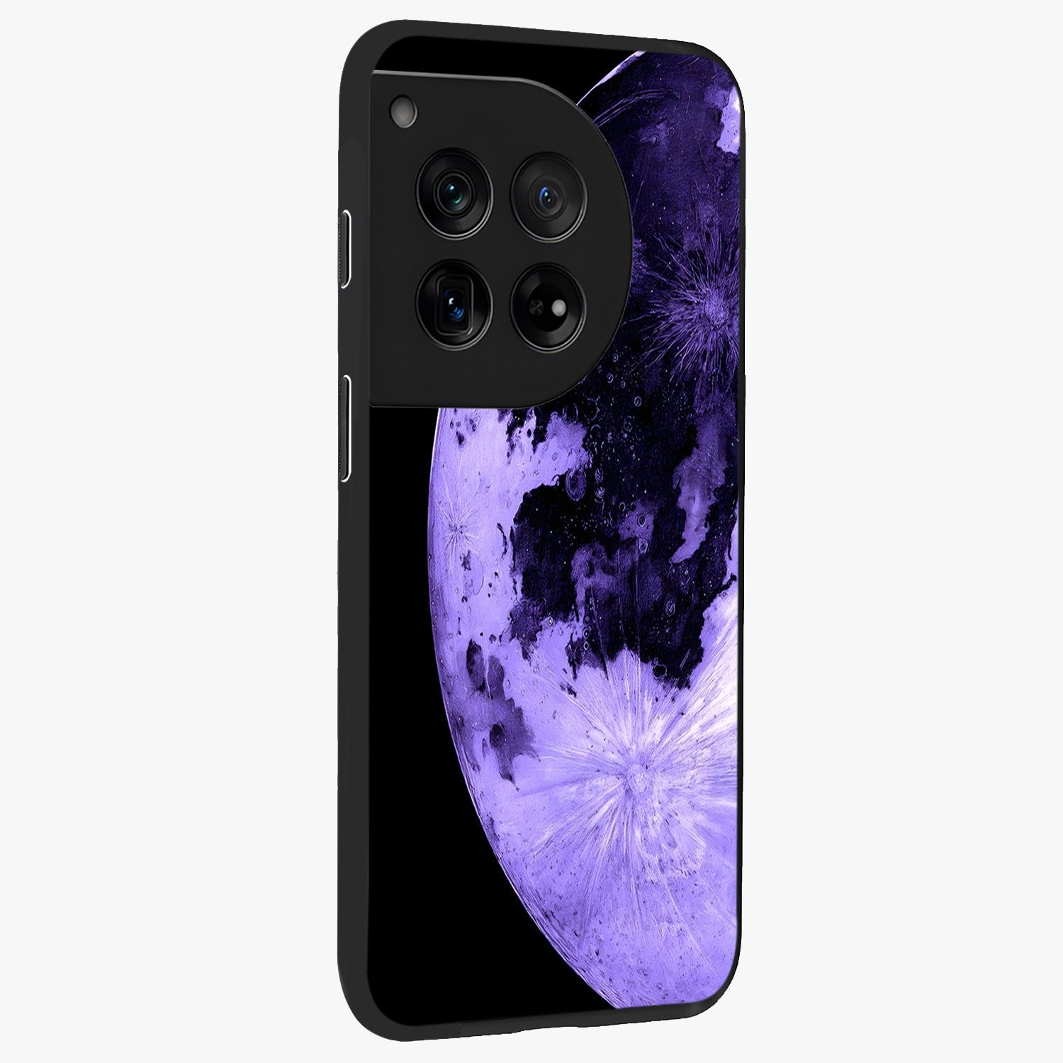 Lunar Glow in Violet Glass Case for 1+12 side perspective highlighting celestial detailing and smooth build