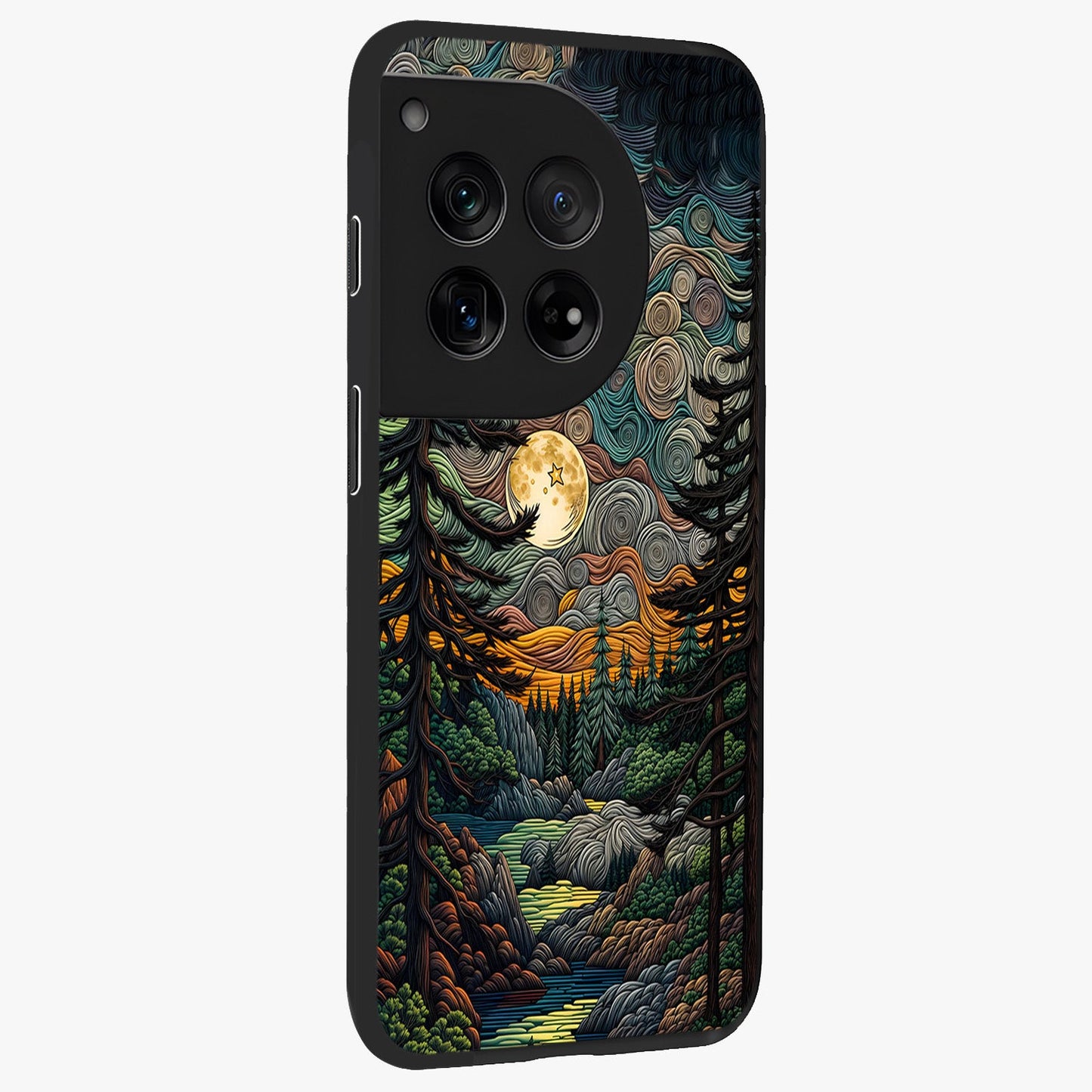 Moonlight Forest Dream Glass Case for 1+12 side perspective highlighting serene woodland textures and smooth premium build