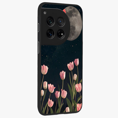 Moonlit Night Tulip Glass Case for 1+12 side perspective highlighting delicate petal textures and sleek build