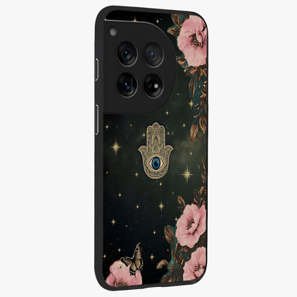Mystic Bloom Protection Glass Case for 1+12 side perspective highlighting intricate bloom textures and sleek build