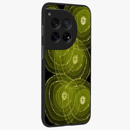 Neon Orbit Bloom Marble Glass Case for 1+12 side perspective highlighting luminous textures and premium edges