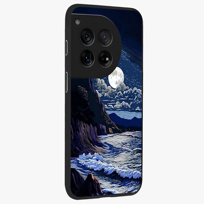 Night Moon Scenery Pattern Glass Case for 1+12 side perspective highlighting calming scenic textures and smooth build