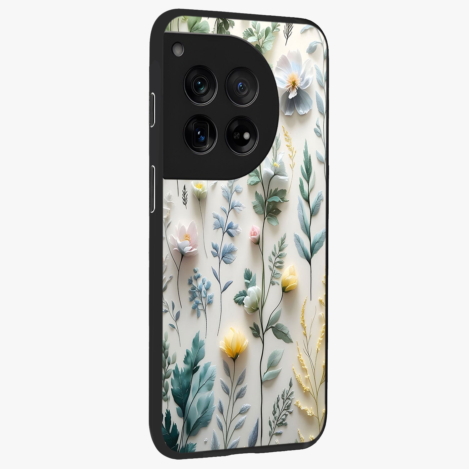 Pastel Garden Whispers Glass Case for 1+12 side perspective highlighting refined textures and smooth build
