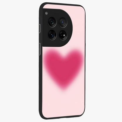 Pink Aura Heart Glass Case for 1+12 side perspective highlighting smooth gradients and premium edges