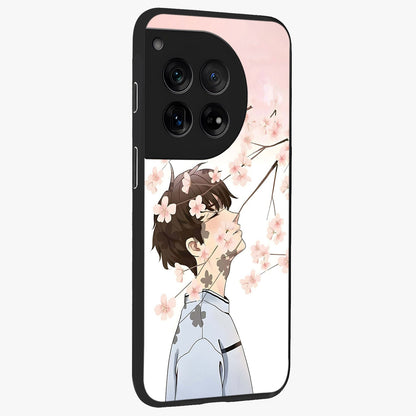 Pink Blossom Boy Glass Case for 1+12 side perspective highlighting delicate floral textures and sleek build