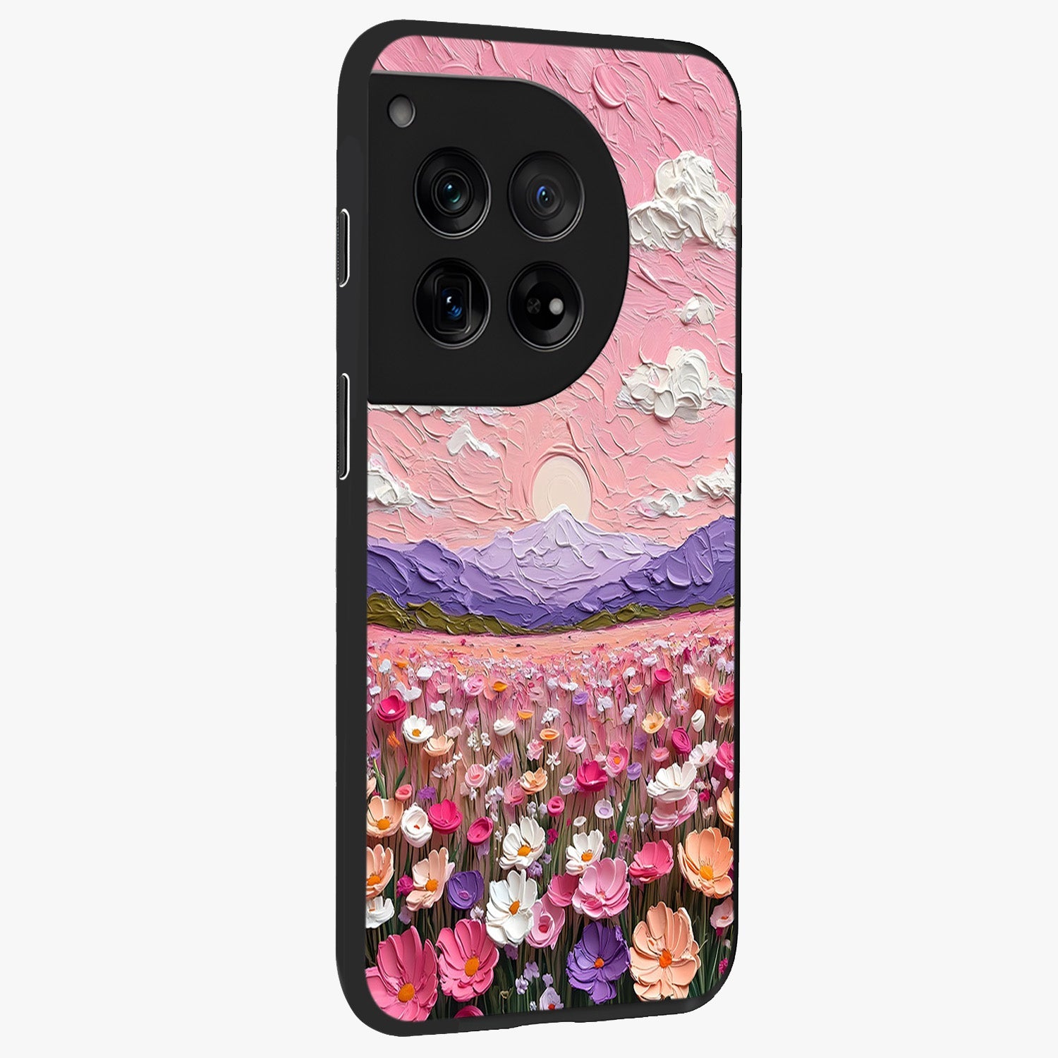 Pink Pastel Groovy Art Glass Case for 1+12 side perspective highlighting funky textures and premium edges