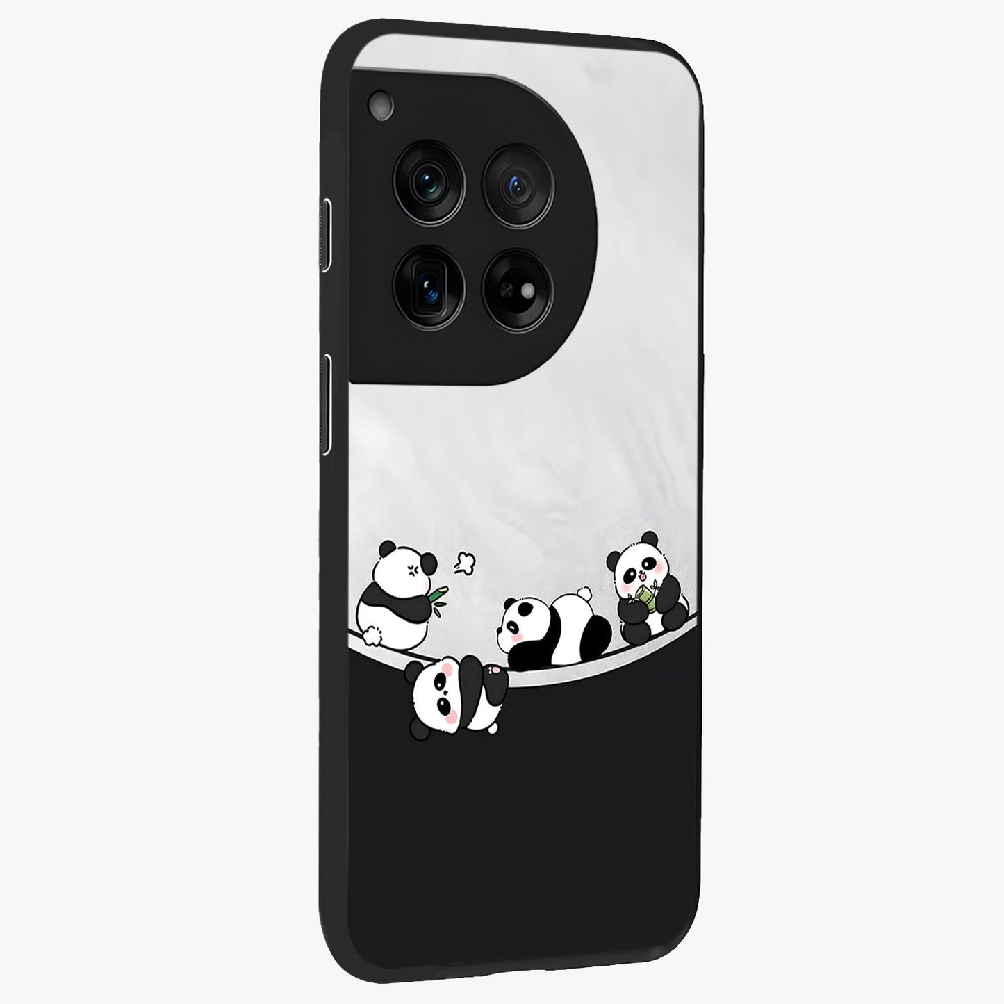 Playful Panda Parade Glass Case for 1+12 side perspective highlighting charming detailing and premium edges