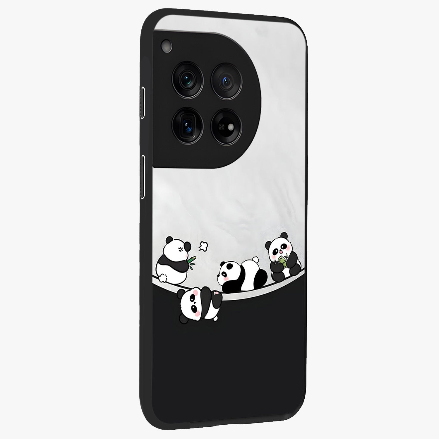 Playful Panda Parade Glass Case for 1+12 side perspective highlighting charming detailing and premium edges