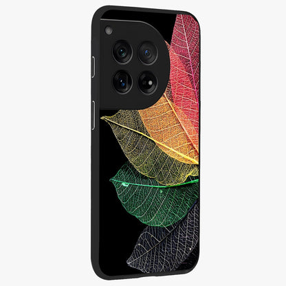 Rainbow Leaf Glow Glass Case for 1+12 side perspective highlighting bright detailing and premium edge finish