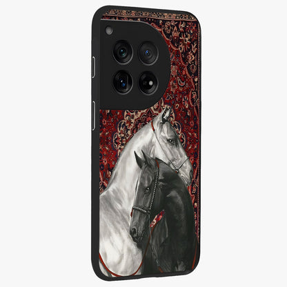 Regal Stallion Tapestry Glass Case for 1+12 side perspective highlighting intricate equestrian textures and premium edges
