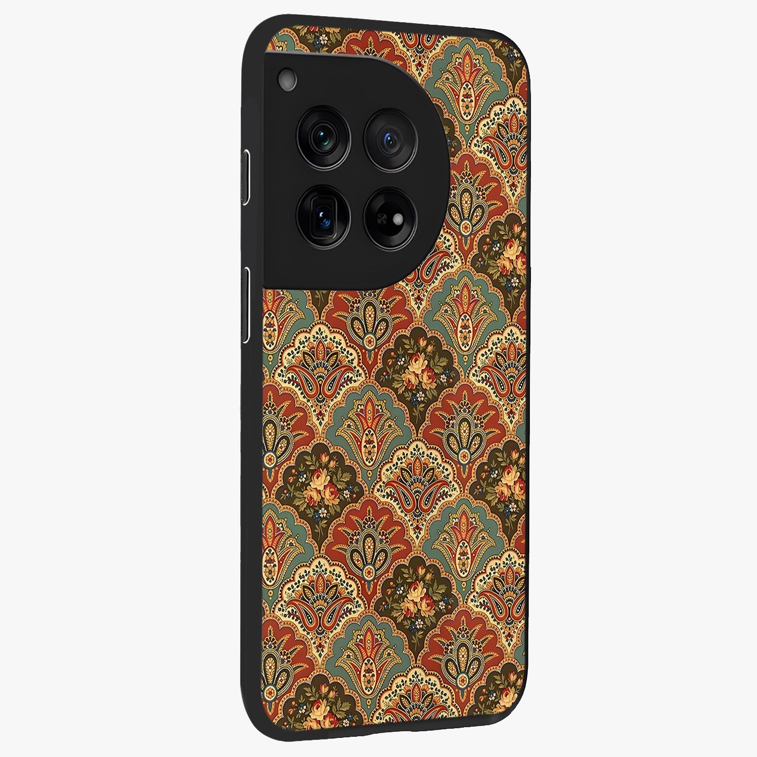 Royal Threadwork Glass Case for 1+12 side perspective highlighting detailed stitching textures and smooth premium build