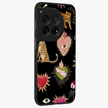 Sacred Jungle Heart Glass Case for 1+12 side perspective highlighting lush textures and premium edges
