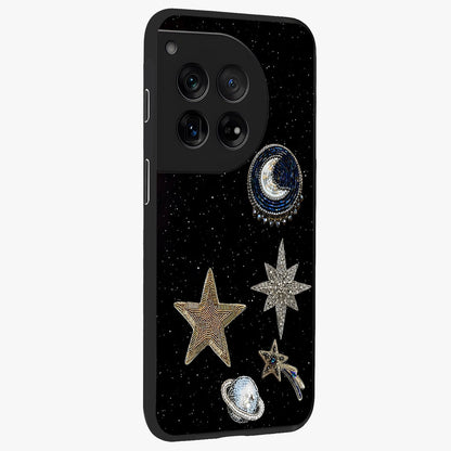 Starlit Cosmic Dreams Glass Case for 1+12 side perspective highlighting luminous textures and premium edges