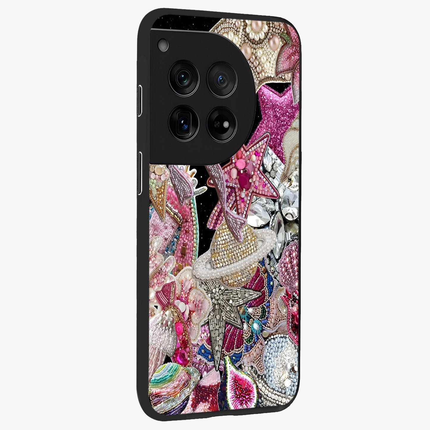 Starlit Jewel Dream Glass Case for 1+12 side perspective highlighting sparkling textures and sleek premium build