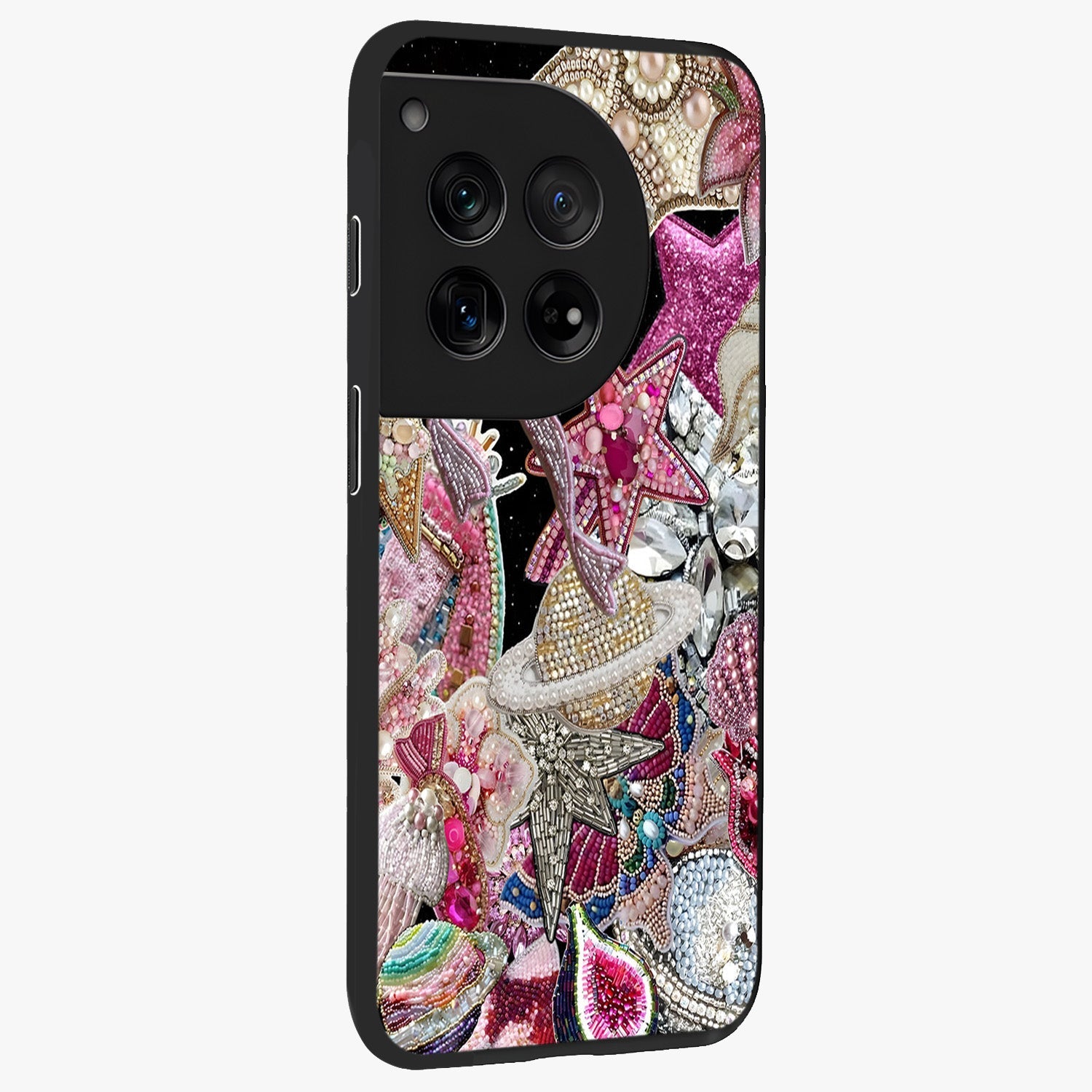 Starlit Jewel Dream Glass Case for 1+12 side perspective highlighting sparkling textures and sleek premium build