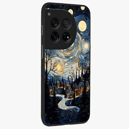 Starry Winter Town Glass Case for 1+12 side perspective highlighting serene landscape textures and premium edges