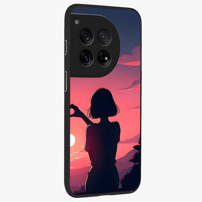 Sunset Silhouette Boy Glass Case for 1+12 side perspective highlighting dramatic horizon textures and premium edges