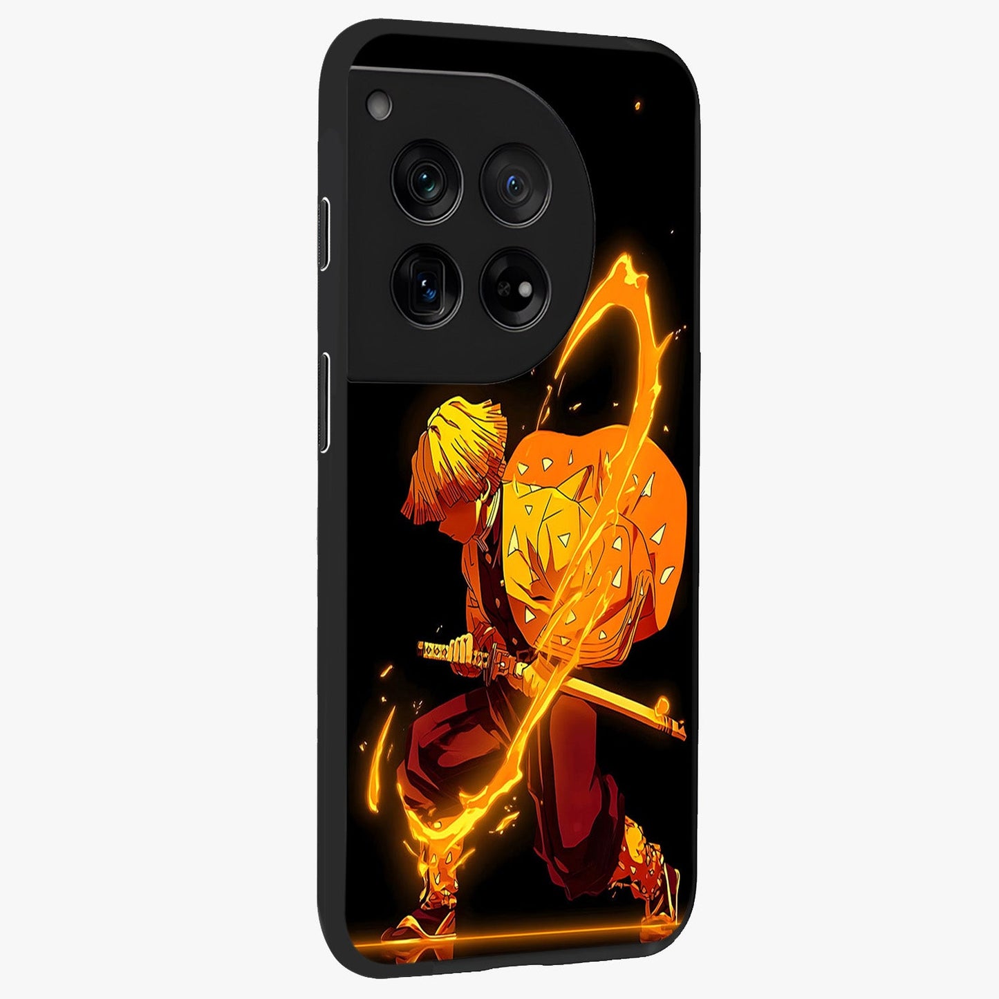 Thunder Flame Execution Glass Case for 1+12 side perspective highlighting fiery textures and premium edge finish