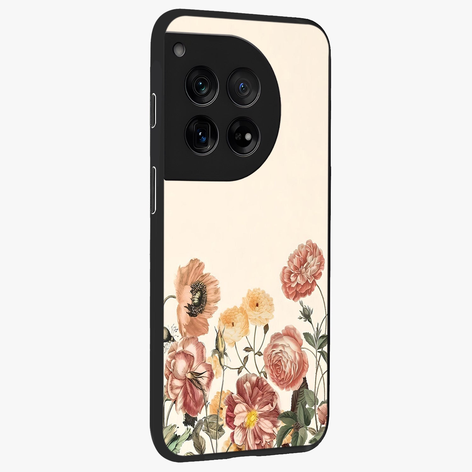Timeless Garden Romance Glass Case for 1+12 side perspective highlighting delicate bloom textures and smooth build