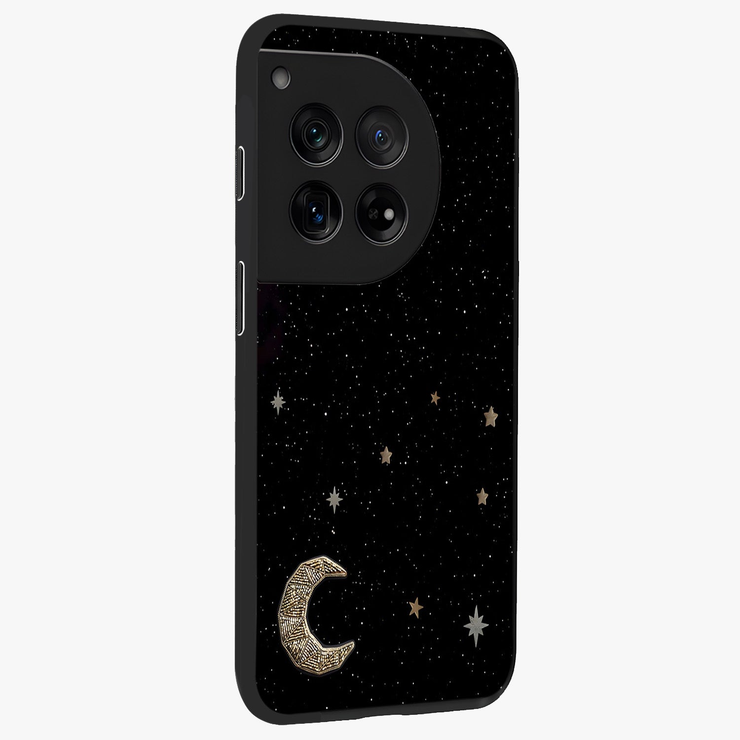 Twinkle Star With Half Moon Glass Case for 1+12 side perspective highlighting glowing star textures and smooth build
