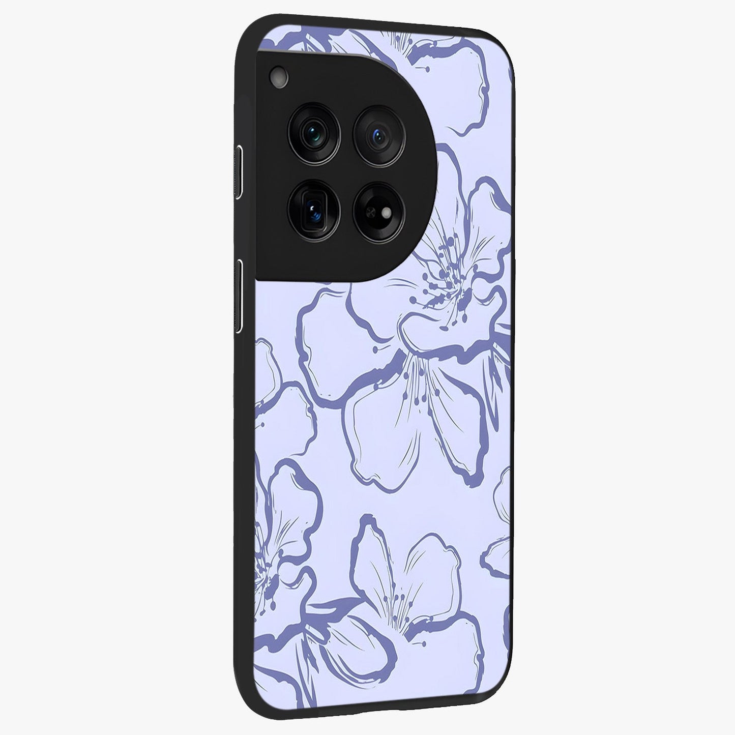 Violet Sketch Garden Glass Case for 1+12 side perspective highlighting refined bloom textures and premium edges