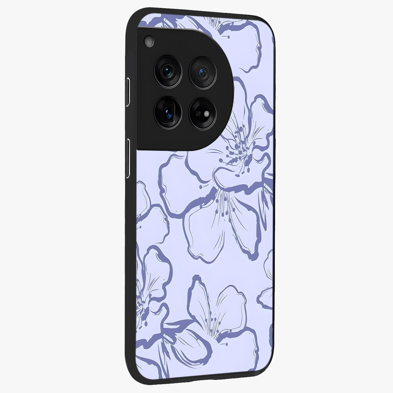Violet Sketch Garden Glass Case for 1+12 side perspective highlighting refined bloom textures and premium edges
