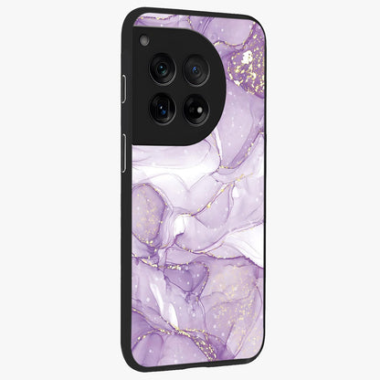 White and Purple Marble Glass Case for 1+12 side perspective highlighting smooth marble textures and premium edges
