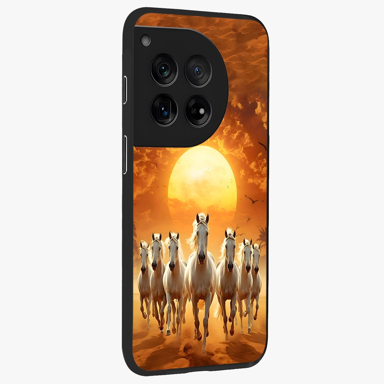 Wild Sunset Majesty Glass Case for 1+12 side perspective highlighting vibrant horizon textures and sleek premium build