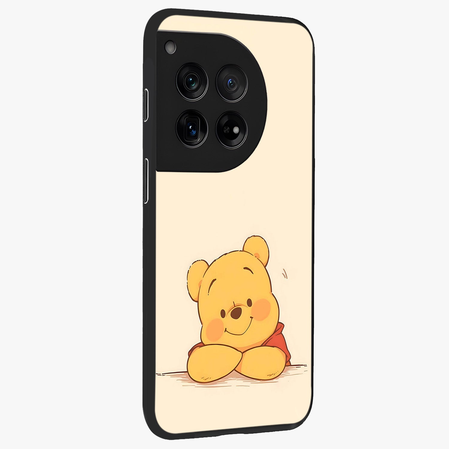 Winniethe Pooh Glass Case for 1+12 side perspective highlighting charming character textures and smooth build