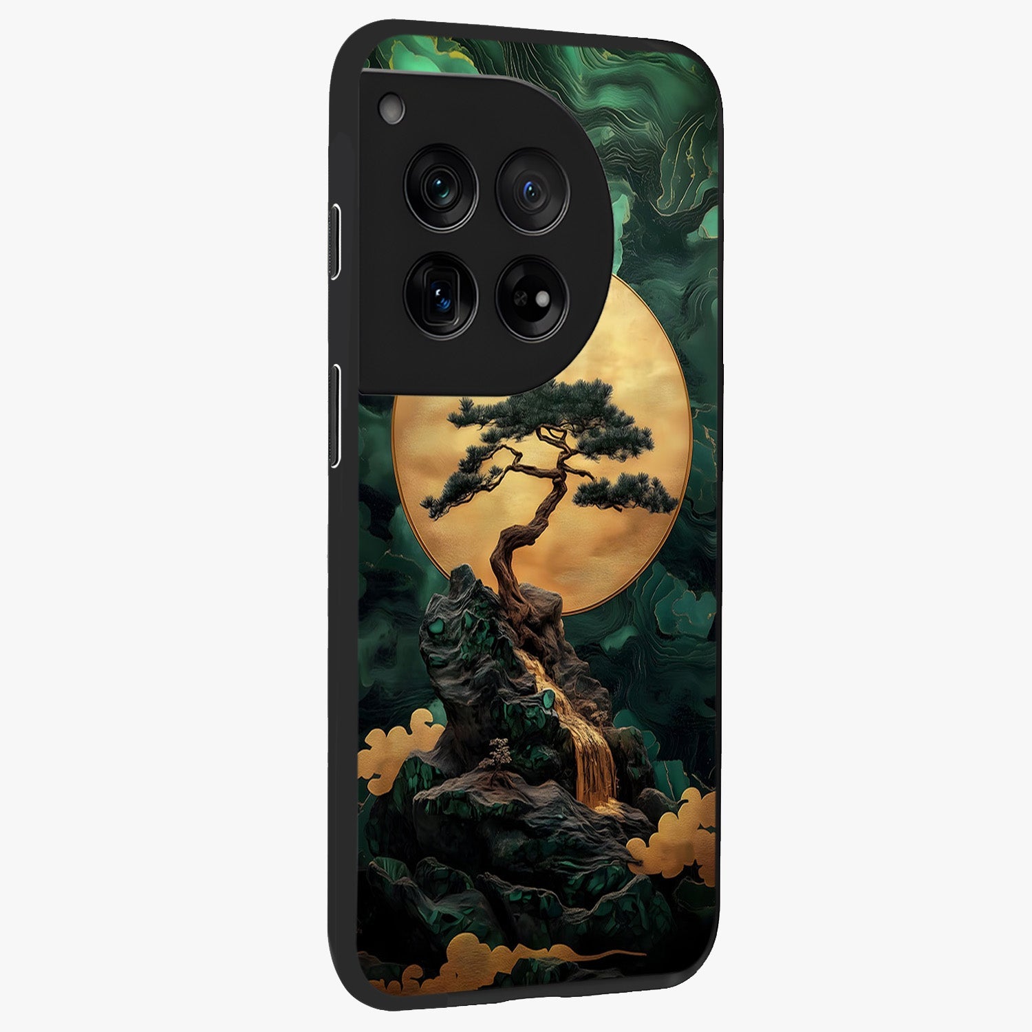 Zen Moon Rise Glass Case for 1+12 side perspective highlighting subtle lunar textures and premium edges