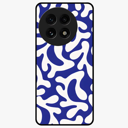 Abstract Coral Waves Glass Case for 1+13R front view featuring flowing ocean inspired coral wave artwork