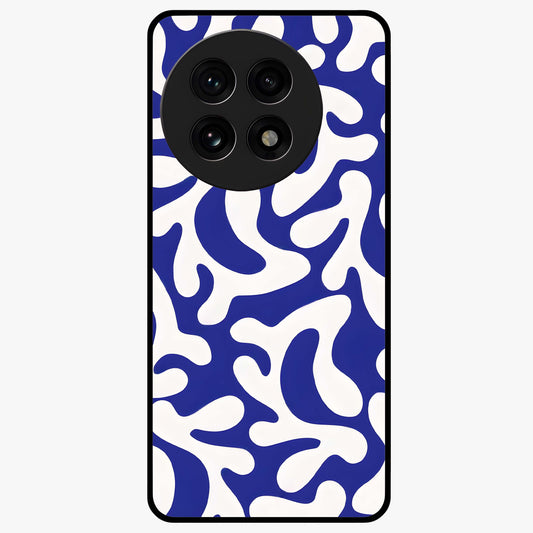 Abstract Coral Waves Glass Case for 1+13R front view featuring flowing ocean inspired coral wave artwork